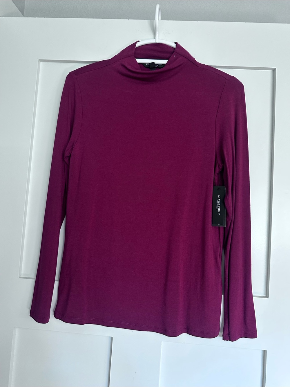 Liverpool Plum Mock Neck Long Sleeve Top
